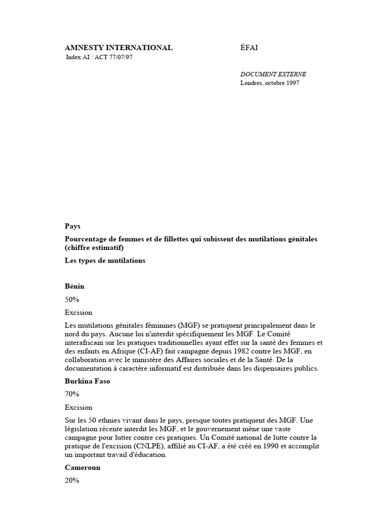 Act 770071997 FR | PDF | Female Genital Mutilation