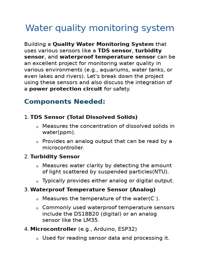 Quality Water Monitoring System | PDF