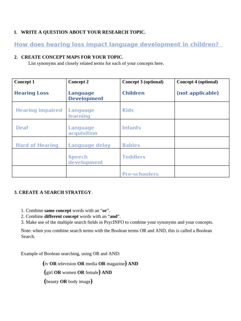 Research - Concepts - Worksheet - With Example | PDF