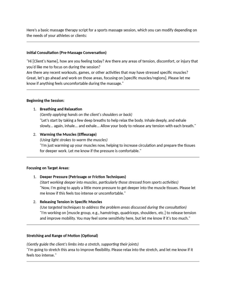 MAssage Consultation Script | PDF