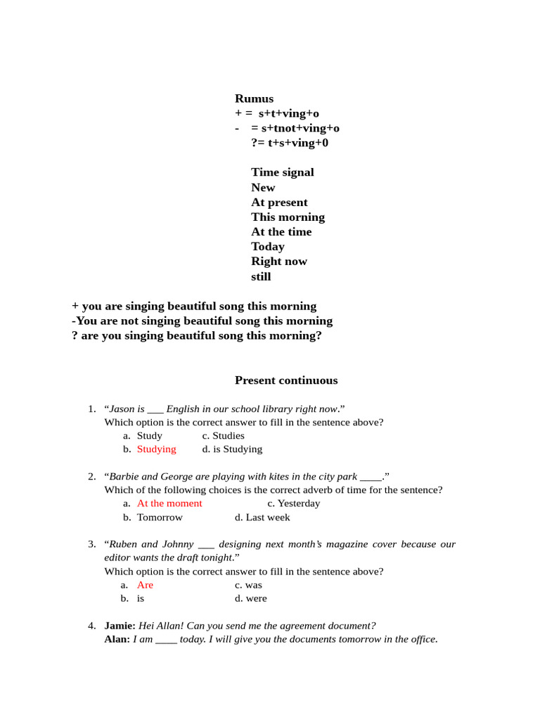 Present Continuous | PDF