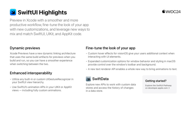 WWDC24 SwiftUI and UI Frameworks | PDF