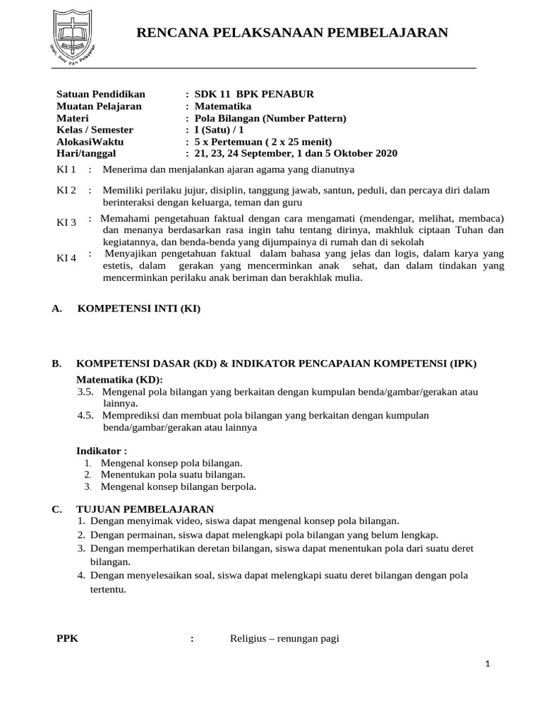 RPP Number Pattern | PDF
