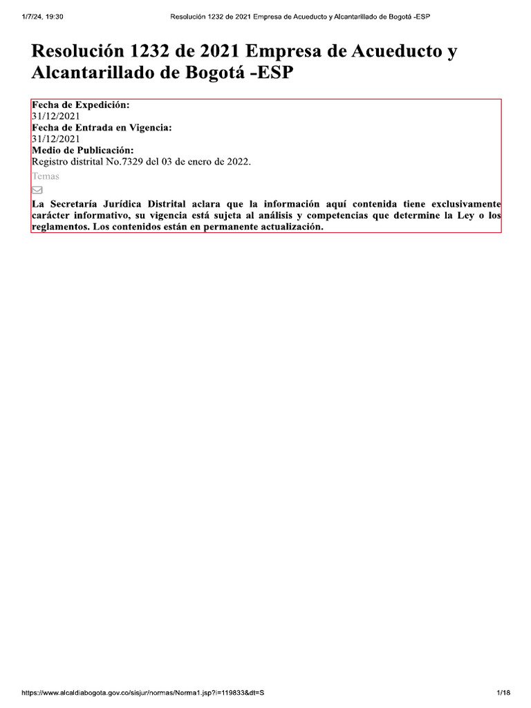 Resolucion 1232 de 2021 EAAB | PDF