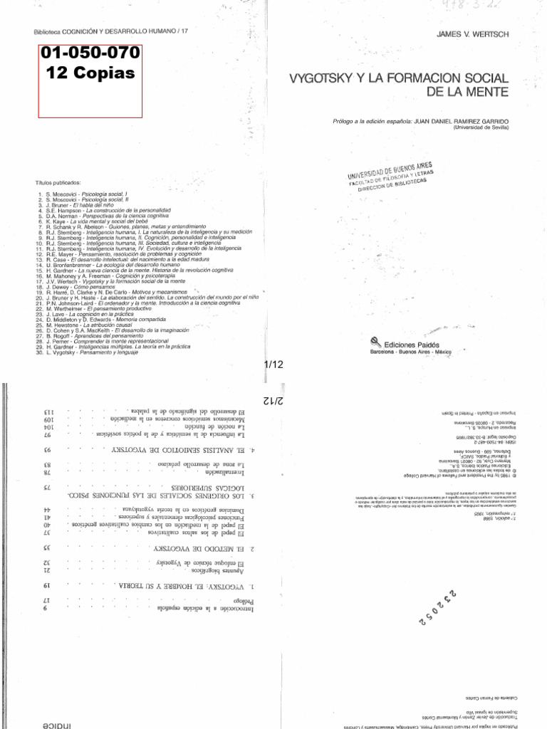 Wertsch - Vygotsky y La Formación Social de La Mente - Cap 3 | PDF