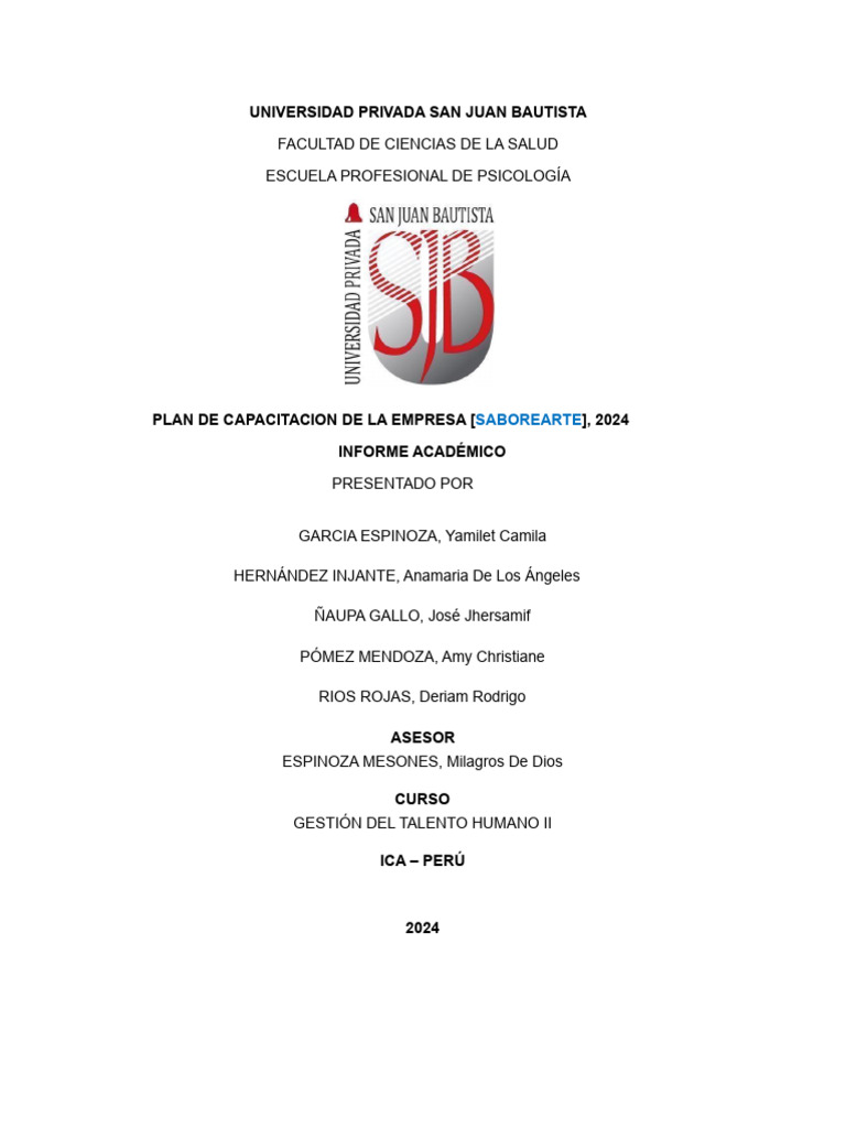 Plan de Capacitacion | PDF