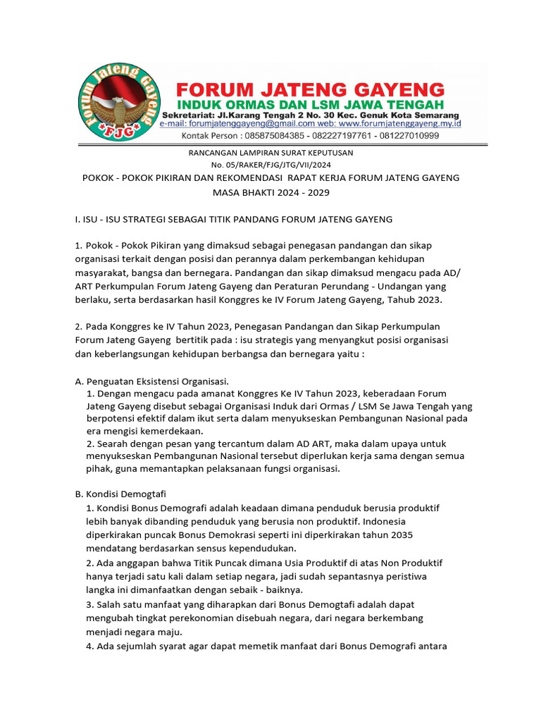 Rancangan Pokok Pikiran FJG 24 | PDF