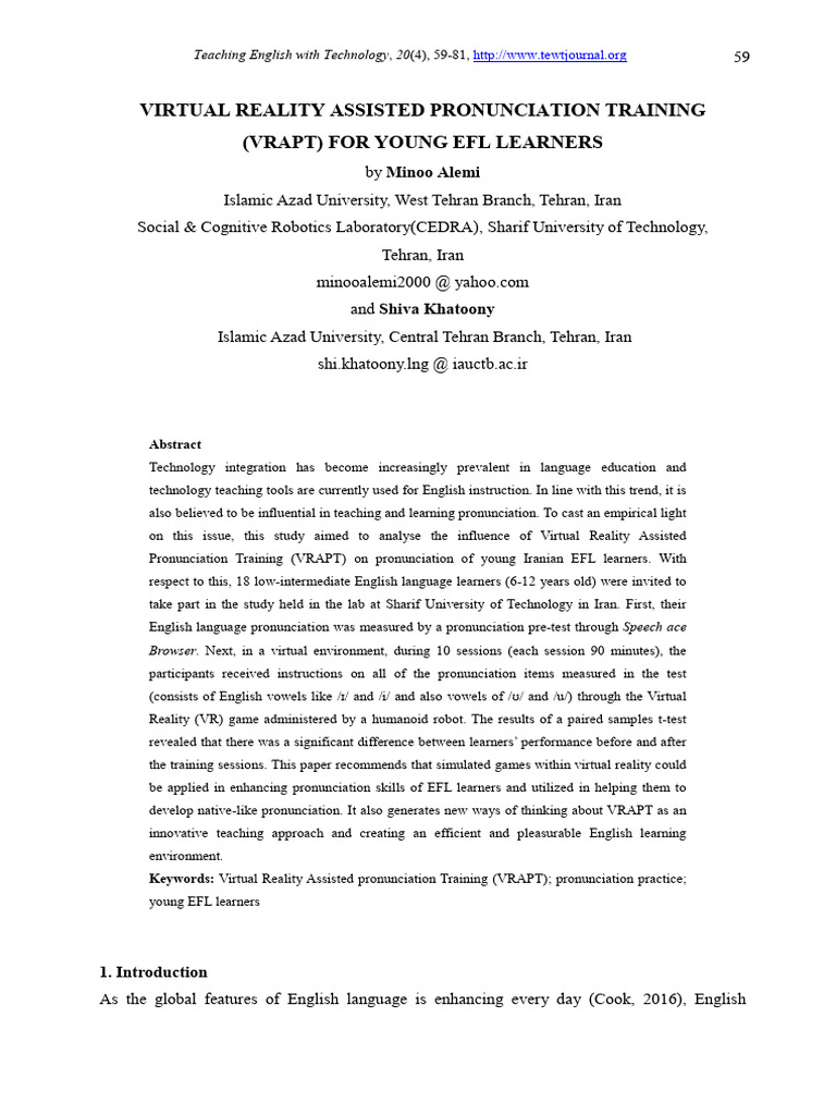 Virtual Reality Assisted Pronunciat | PDF
