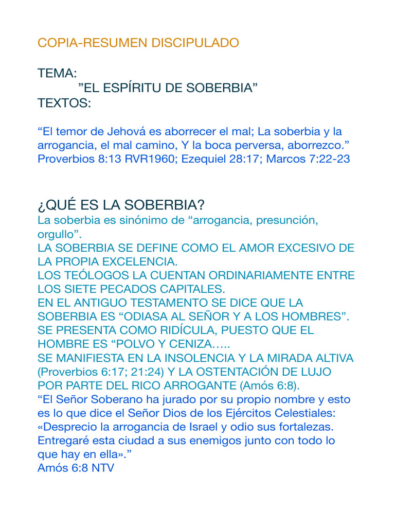 El Peligro del Espíritu de Soberbia | PDF | Orgullo | Satán