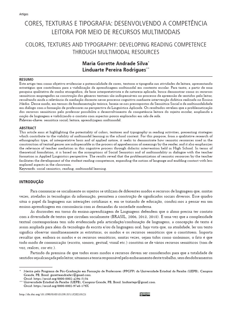 Cores e Tipografia na Leitura Multimodal | PDF | Semiótica | Sociologia