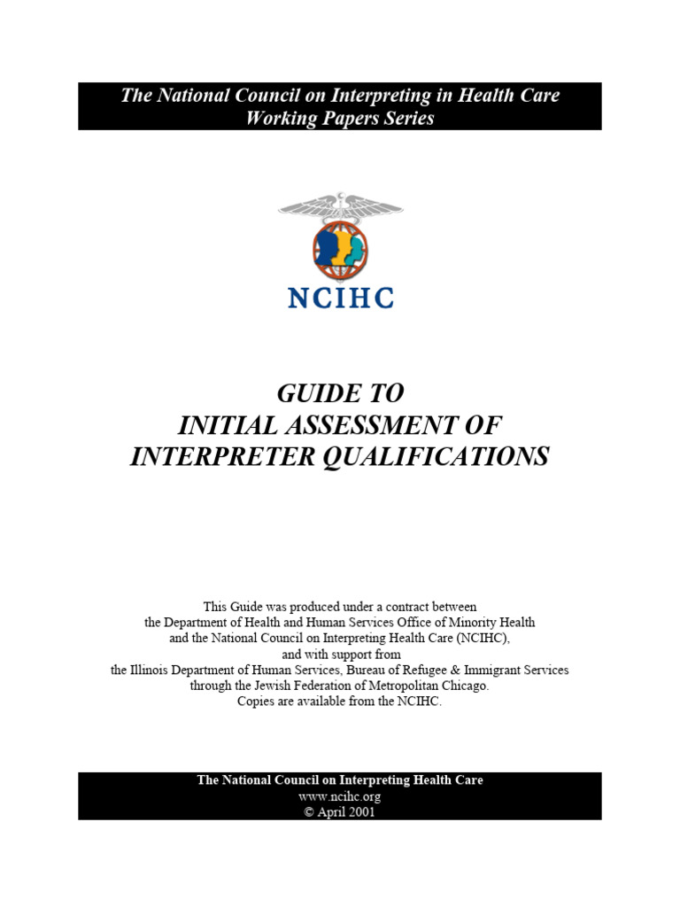 NCIHC Working Paper - Guide To Initial Assessment of Interpreter ...