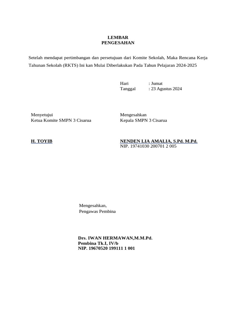 LEMBAR PENGESAHAN Rkts | PDF