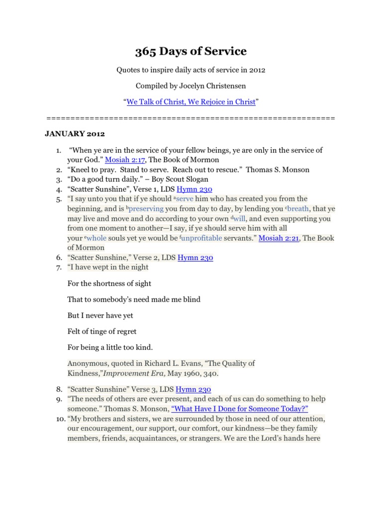 365 Days of Service | PDF | Philosophy