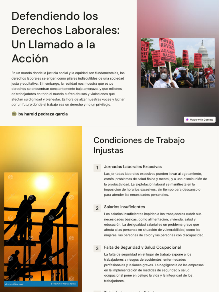 Defendiendo Los Derechos Laborales Un Llamado A La Accion | PDF