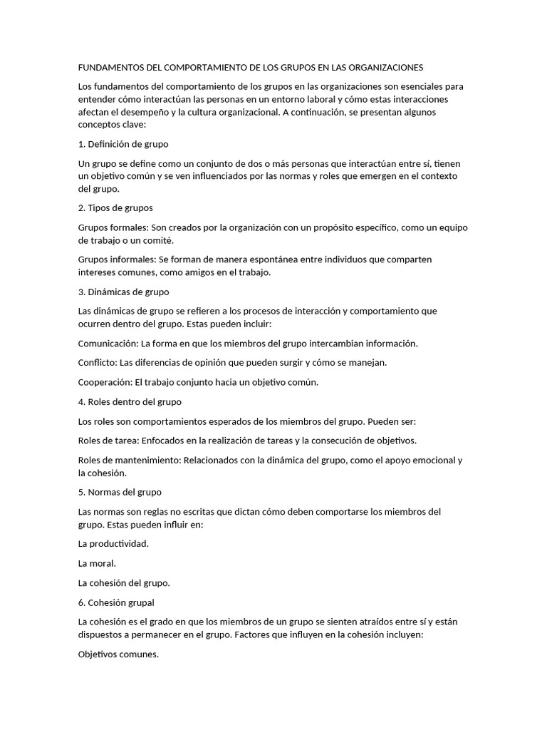 Fundamentos Del Comportamiento de Los Grupos en Las Organizaciones | PDF