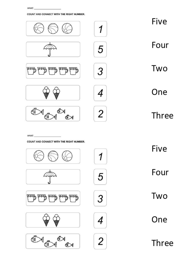 Count and Match The Numbers Worksheet | PDF