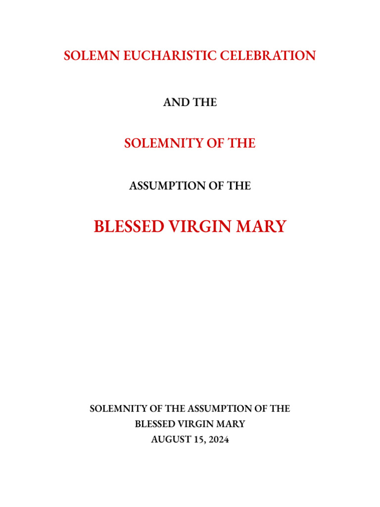 Solemnity of The Asspumtion of The Blessed Virgin Mary | PDF
