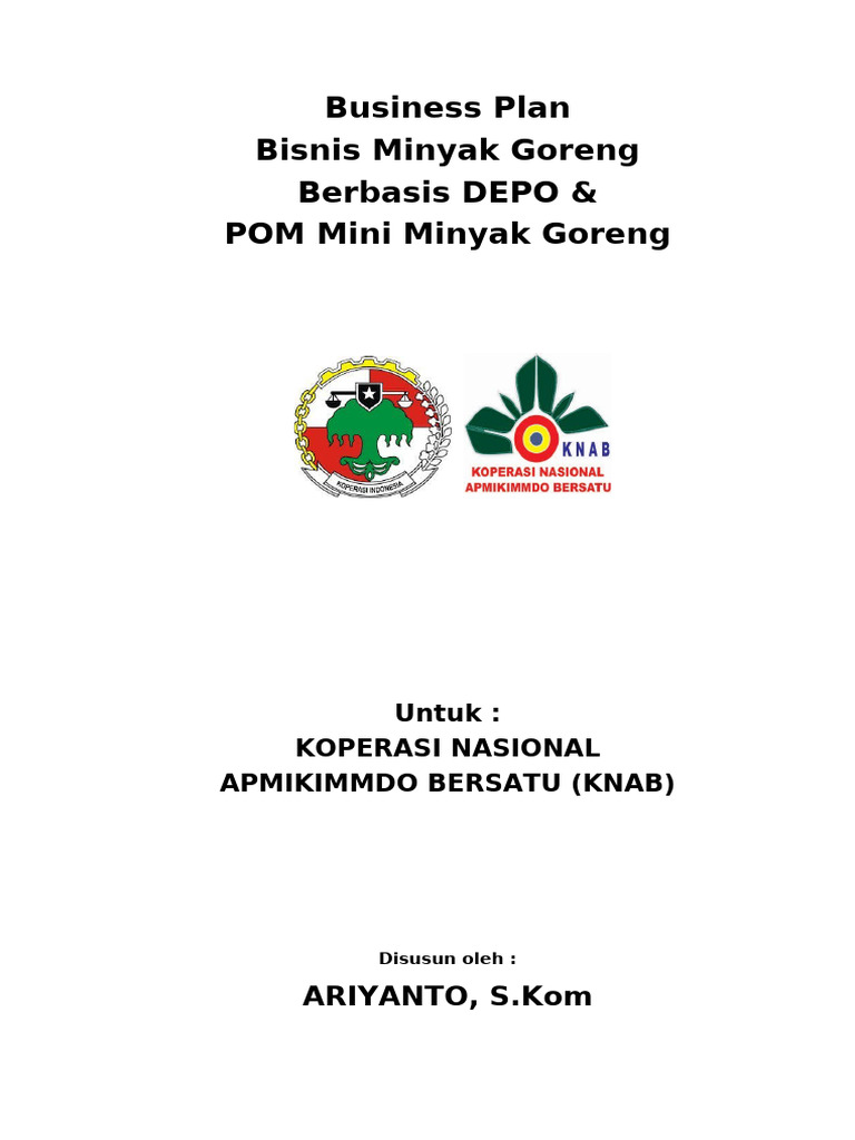 Business Plan Bisnis Distribusi Minyak Goreng Berbasis DEPO & POM Mini ...