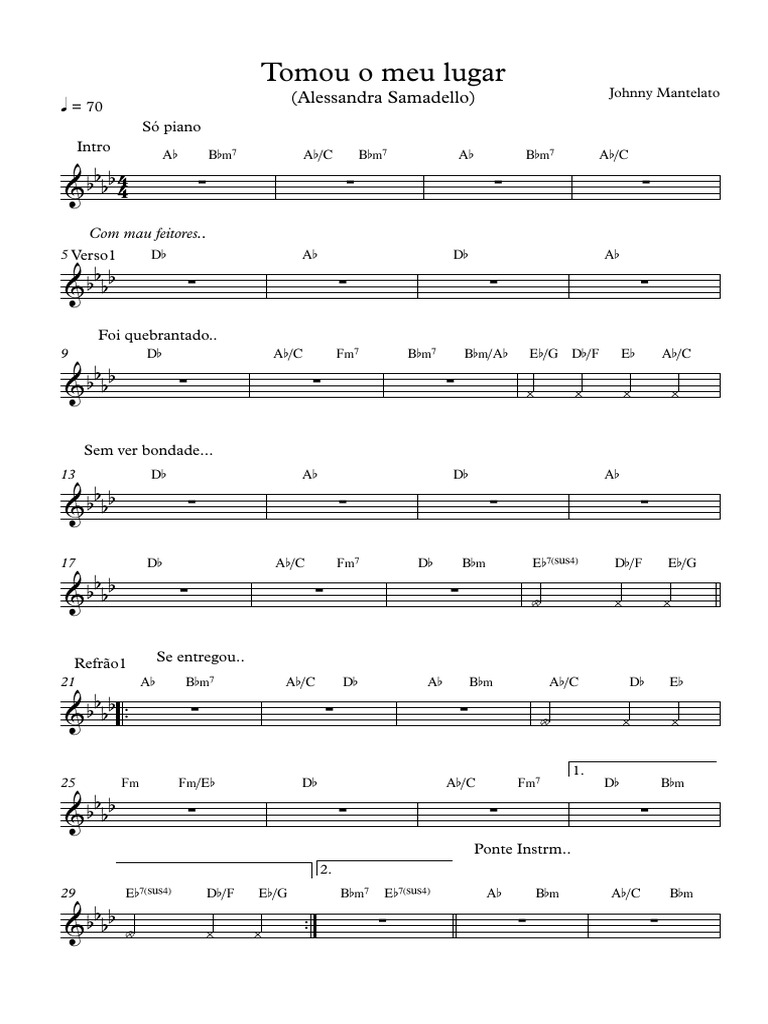 Tomou o Meu Lugar - Partitura Completa | PDF