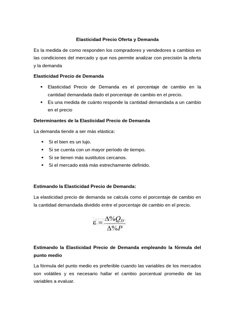 Elasticidad Precio Oferta y Demanda | PDF