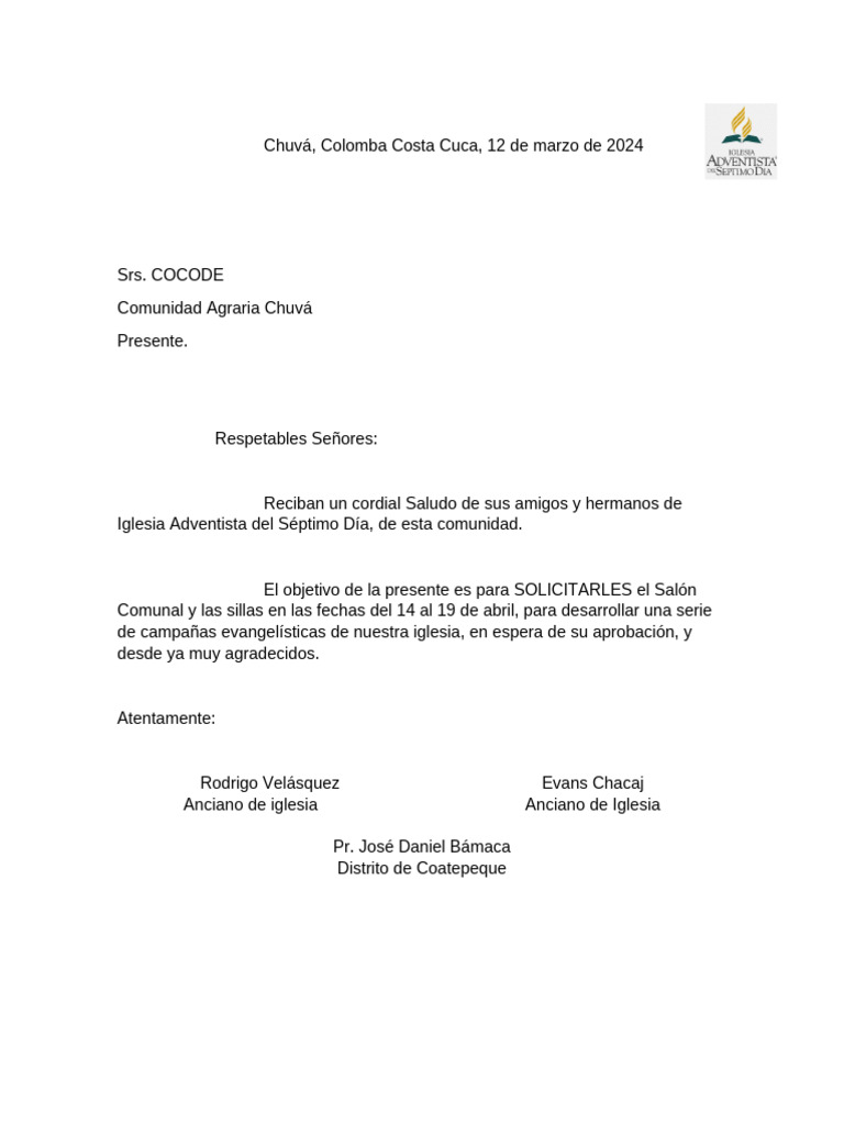 Carta de Solicitud, Salon | PDF