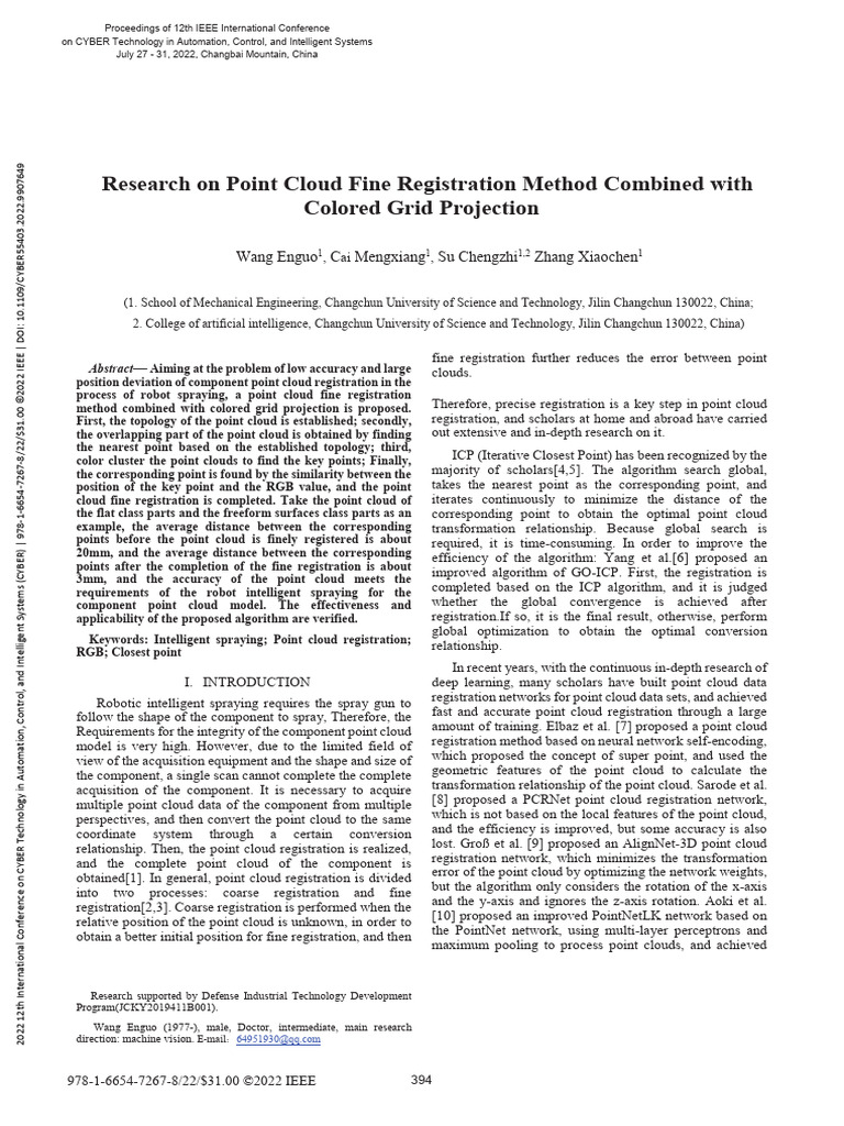 2022 Research On Point Cloud Fine Registration Method Combined With ...