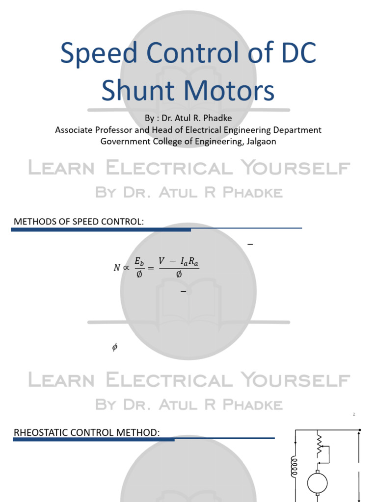 Speed Control of DC Shunt Motors PDF | PDF
