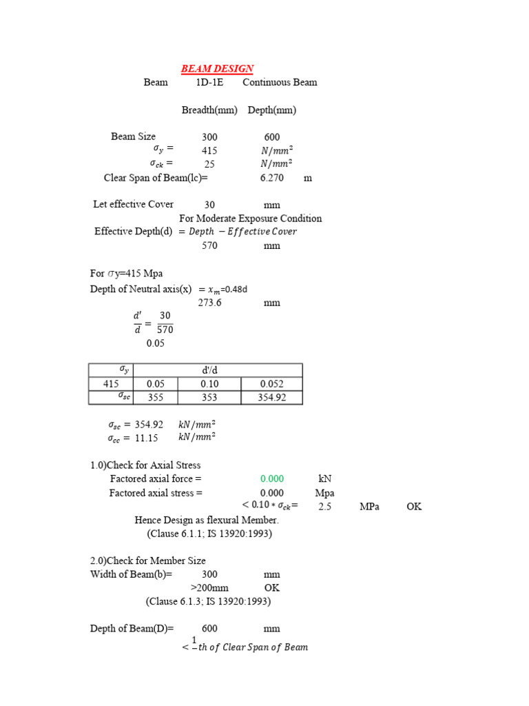 Design of Reinforced Concrete Beam | PDF