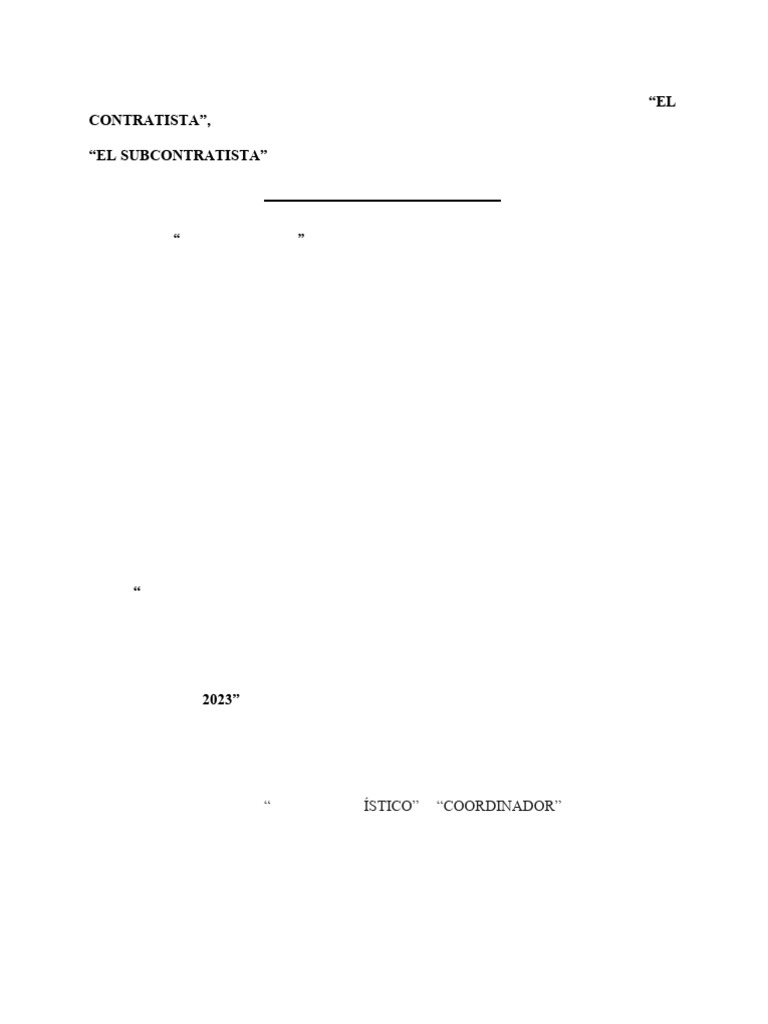 Modelo de Subcontrato CAV-DIEGO JERÓNIMO LOPEZ RAMÍREZ | PDF