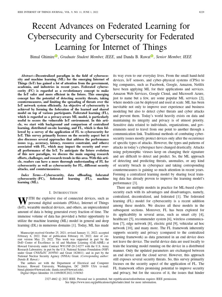 Recent Advances On Federated Learning For Cybersecurity and ...