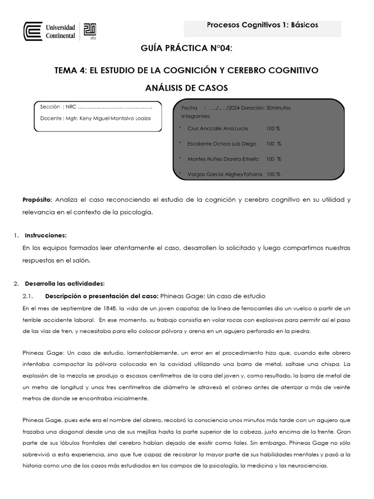 Estudio de la Cognición: Caso Gage | PDF | Las emociones | Crecimiento ...