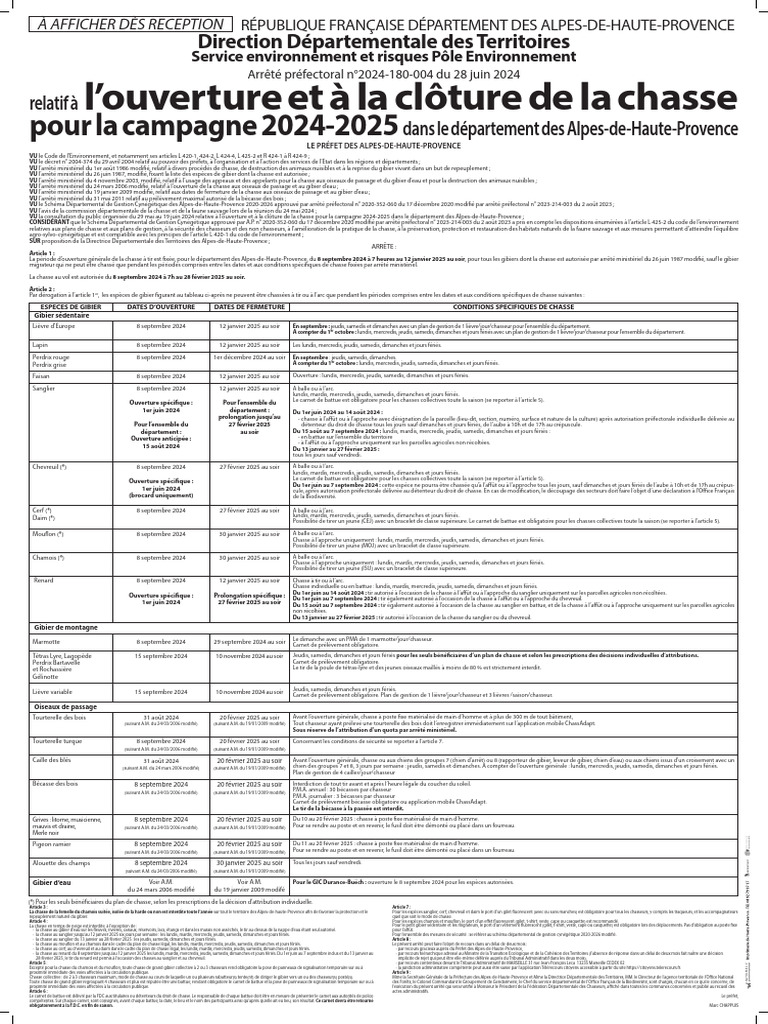 Arrete Ouverture Cloture 2024 2025 | PDF
