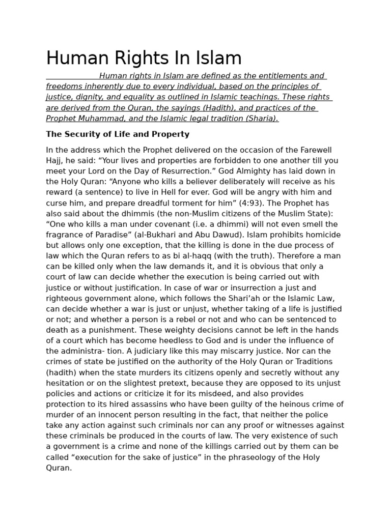 Human Rights in Islam | PDF