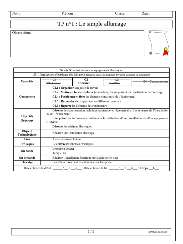 TP1 Simple Allumage | PDF