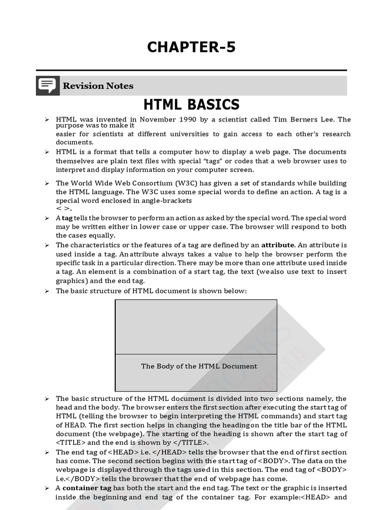 HTML Notes class 10th cbse | PDF