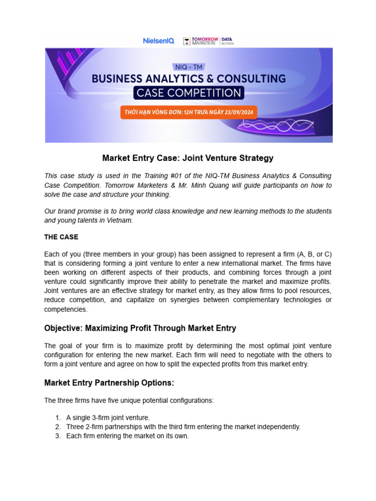 Market Entry Case Joint Venture Strategy Pdf