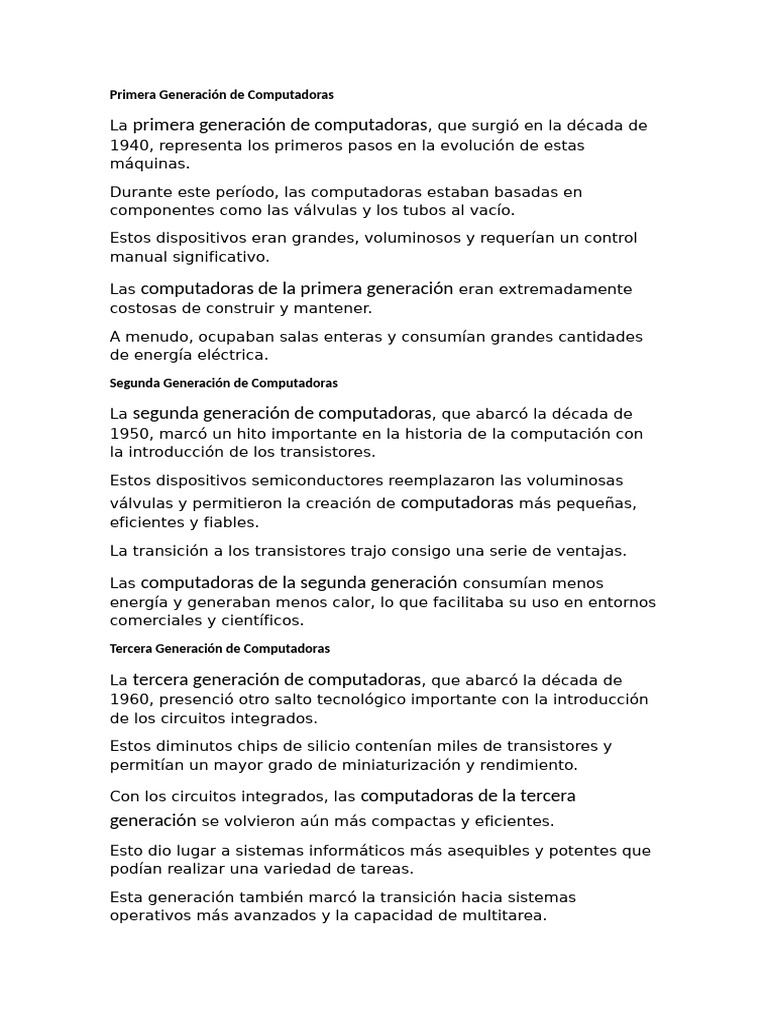 Generaciones de La Computadora | PDF