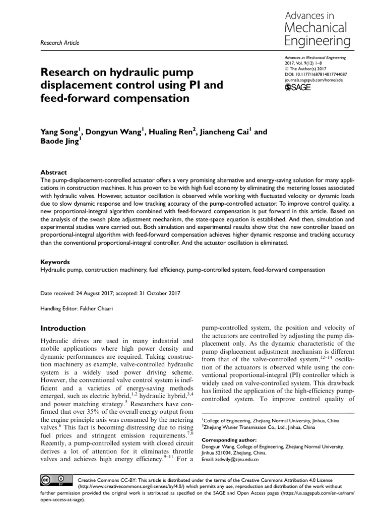 Hydraulic Pump Displacement Control Enhancements | PDF | Pump ...