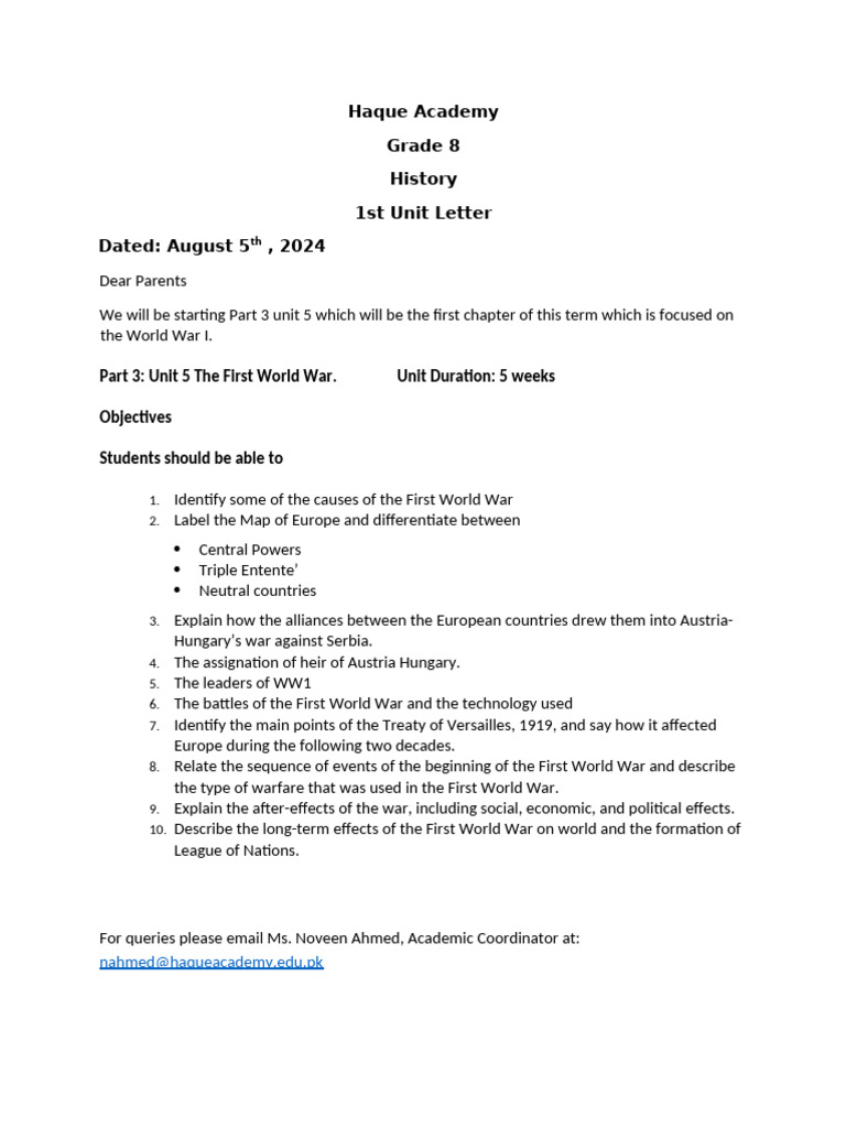 1st unit letter history 2024 pdf politics travel