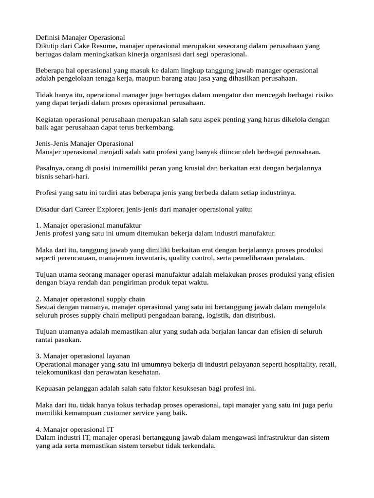 Managern Operasional | PDF