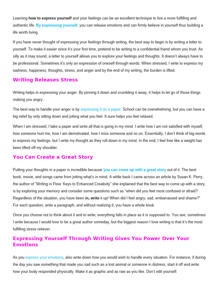 Writing To Epress Oneself | PDF