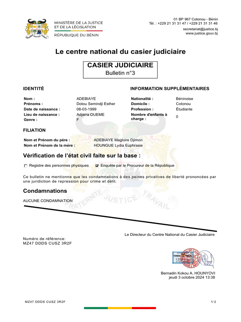 Casier Judiciaire | PDF