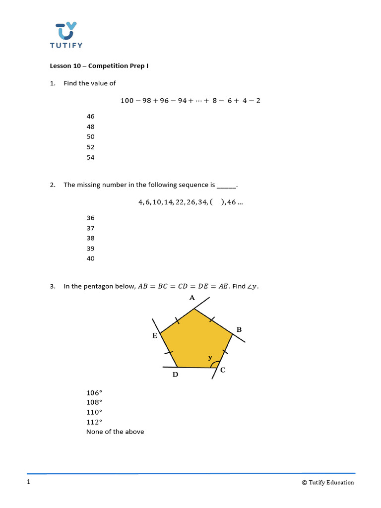 Math Competition Preparation Exercises | PDF | Area | Euclidean Geometry