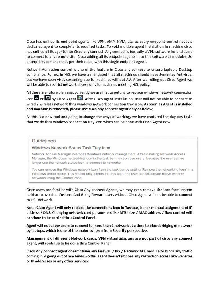 Cisco Anyconnect Agnet User Guide | PDF
