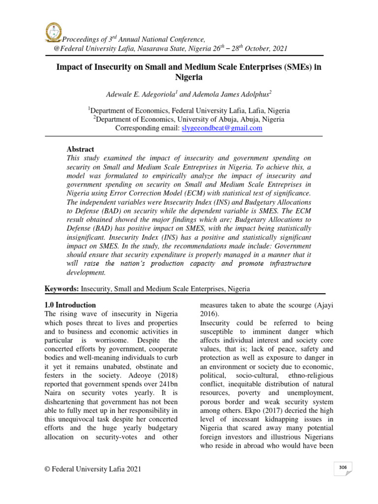 Impact of Insecurity On Small and Medium | PDF