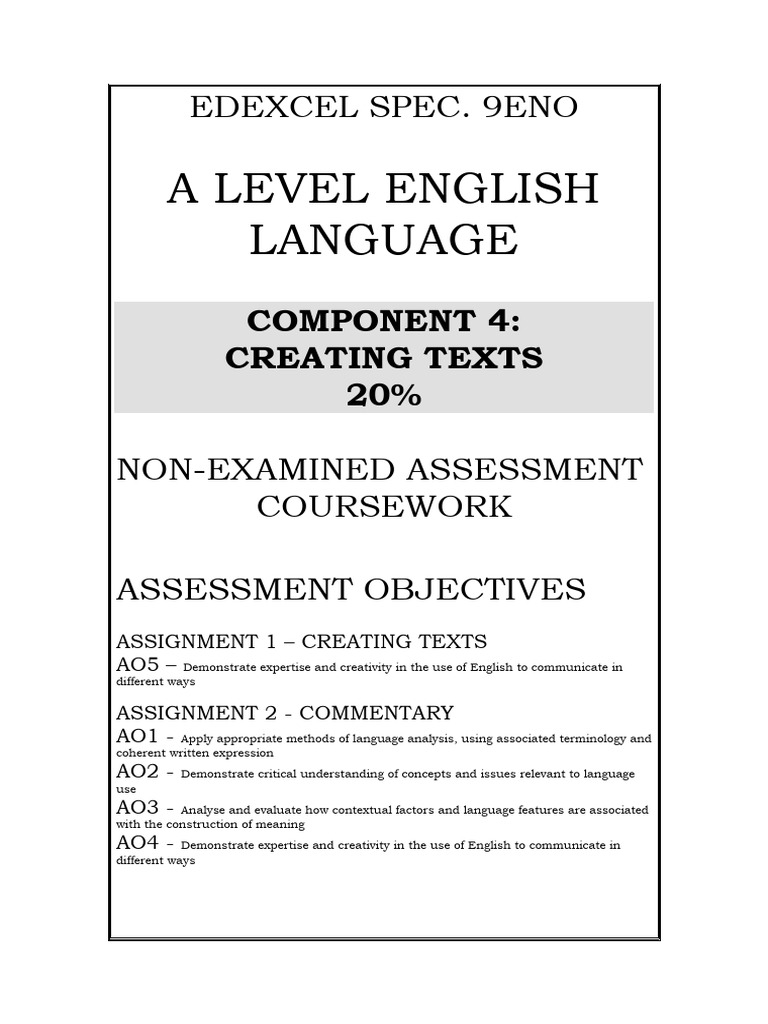 Coursework Guidance Booklet | PDF | Genre | Language Arts & Discipline