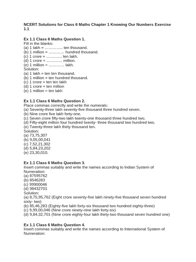 6 Maths 1.1 | PDF