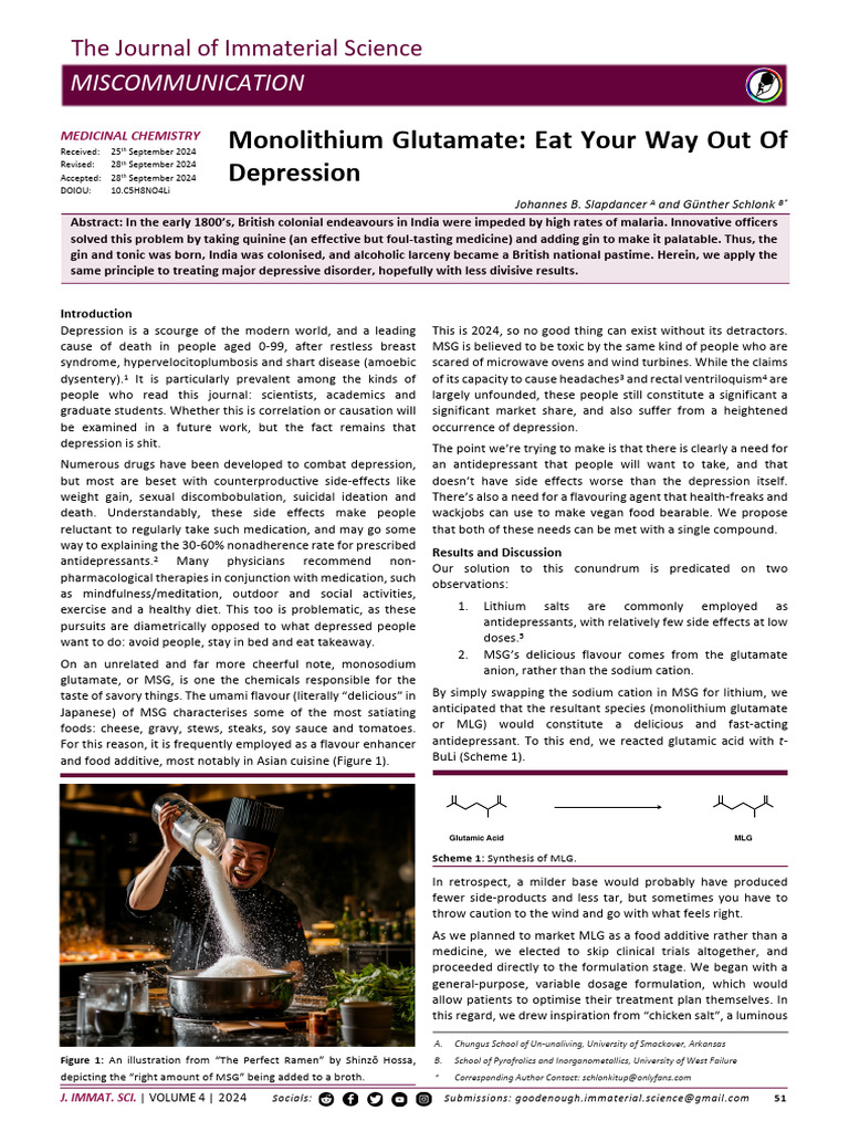 Monolithium Glutamate | PDF