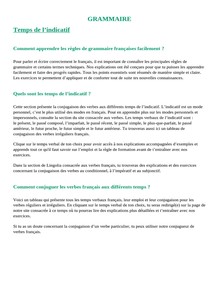 GRAMMAIRE Du Français | PDF