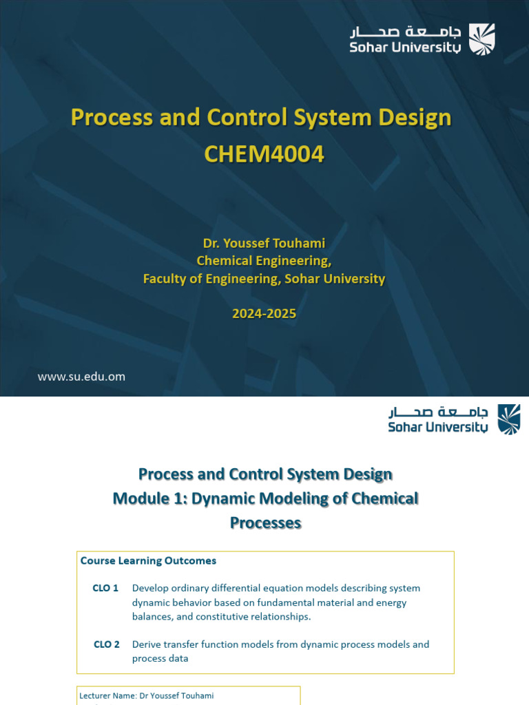 W4 - Dynamic Modeling of Chemical Processes - 2024 | PDF